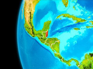 Map of Belize in red