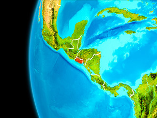 Map of El Salvador in red