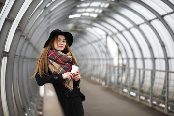 French woman on a walk in the central part of the city