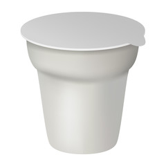 Yogurt box mockup. Realistic illustration of yogurt box vector mockup for web design isolated on white background