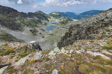 Amazing Panorama to Musalenski lakes from Musala Peak, Rila mountain, Bulgaria