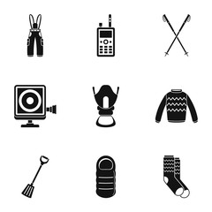 Hike tool icons set. Simple set of 9 hike tool vector icons for web isolated on white background