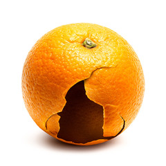 Broken orange isolated