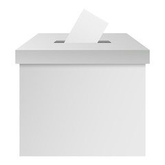 White election box mockup. Realistic illustration of white election box vector mockup for web design isolated on white background