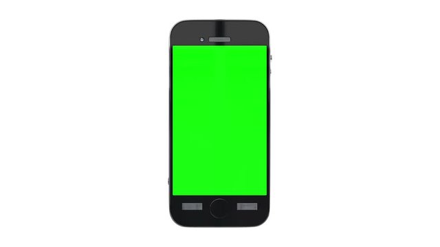 Smartphone turns on. Easy customizable green screen. Touchscreen device. Available in 4K FullHD and HD video render footage.