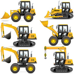 Vector Yellow Construction Machinery