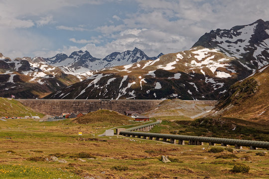 Silvretta alpine road and water dam system