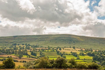 A picturesque landscape view around the Black mountains of England and Wales in the summertime.