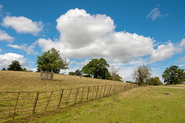 Summer landscape and clouds in the British countryside.