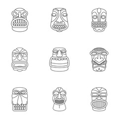 African culture icons set. Outline set of 9 african culture vector icons for web isolated on white background