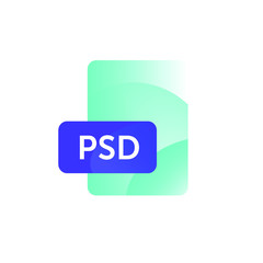PSD format icon. Vector. Gradient flat style. Bright, fashionable illustration of icons. Image is isolated on white background. A modern icon for the site and presentation.