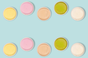 Creative photo of colorful ice cream on a bright background