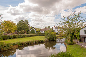 Fototapeta na wymiar River Arrow at Eardisland village in England.