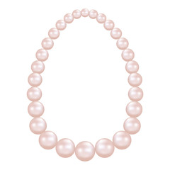 Pearl necklace mockup. Realistic illustration of pearl necklace vector mockup for web design isolated on white background