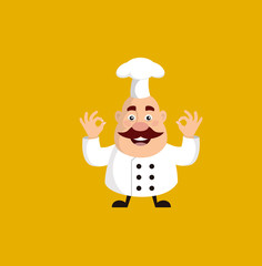 Fat Cartoon Chef tasty gesture Flat Vector Illustration Design