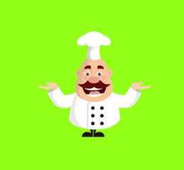 Fat Cartoon Chef cheerful Flat Vector Illustration Design