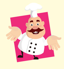 Fat Cartoon Chef posing Flat Vector Illustration Design