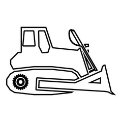 Bulldozer icon black color illustration flat style simple image
