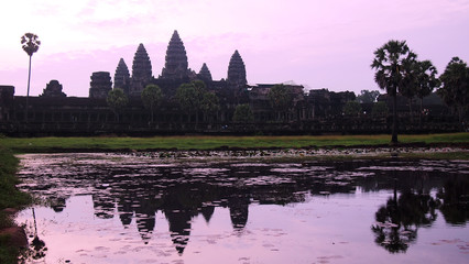 Fototapeta na wymiar Sunrise at Angkor Wat, historical ruins of Angkor Khmer Empire, Siem Reap, Cambodia