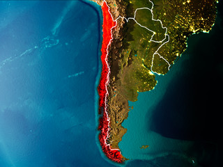 Map of Chile on Earth