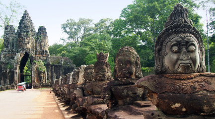 South Gate of Angkor Thom, historical ruins of Angkor Khmer Empire, Siem Reap, Cambodia