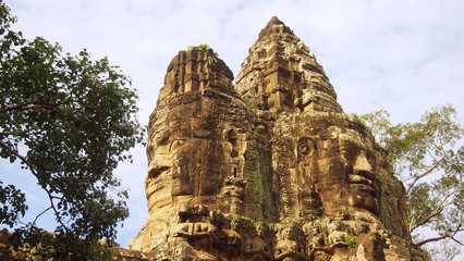 South Gate of Angkor Thom, historical ruins of Angkor Khmer Empire, Siem Reap, Cambodia
