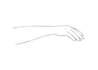 Salon procedure of manicure. Elegant arm of a woman. Ilustration for cosmetic for hands - cream or lotion.