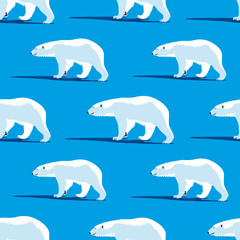 Obraz premium Pattern for seamless background with polar bears on a blue background.