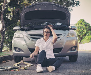 car broken down on the road side