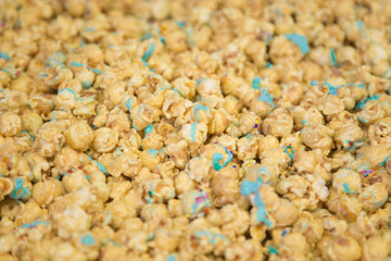 Caramel Popcorn with Blue Drizzle and Sprinkles