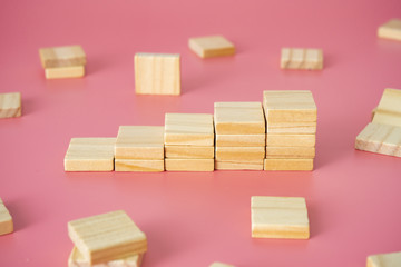 Wood block stacking as step stair.