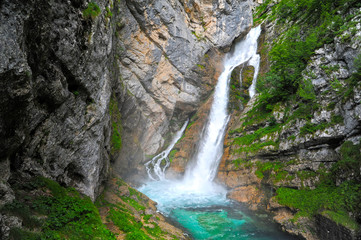 Savica waterfall in Triglav National Park, Slovenia, near the lake of Bohinj