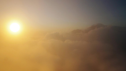 cloudy sunrise view over Mount Batur during sunrise tour, Bali, Indonesia