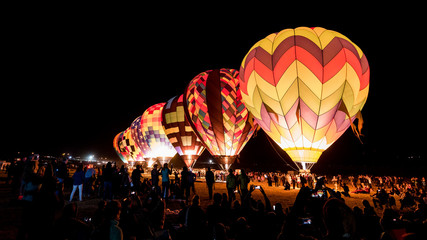 hot air balloons at night
