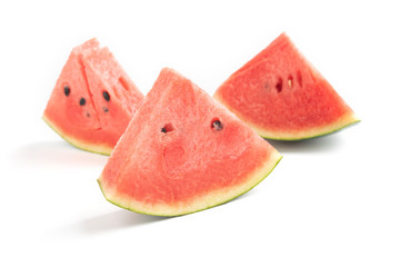 Sliced ripe watermelon on white background