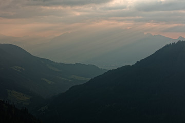 Obraz premium Furkajoch pass sunset, Vorarlberg, Austria