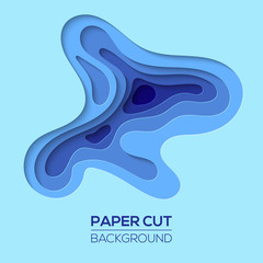 Modern paper art cartoon abstract waves