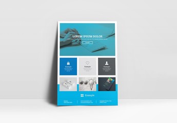 Flyer Layout with Large Header and Blue Accents