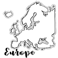 Hand drawn Europe map sketch,vector illustration