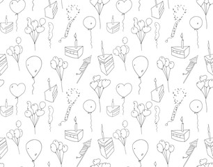 Birthday seamless pattern on white background.