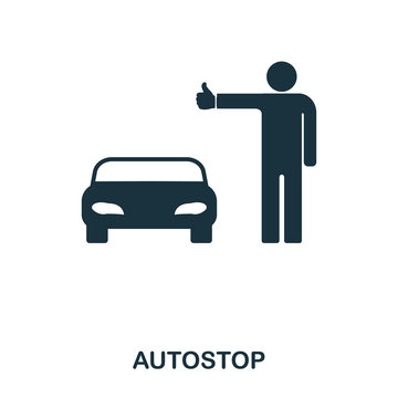 Autostop icon. Mobile app, printing, web site icon. Simple element sing. Monochrome Autostop icon illustration.