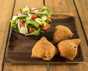 Vegan/Vegetarian Samosa Dumplings with Green Salad