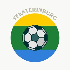 Obraz premium Yekaterinburg flag and soccer ball. City of Russia.