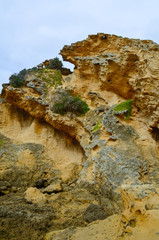 yellow sandy rock. rocky hill