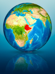 Ethiopia on Earth on reflective surface