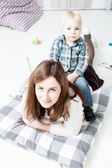 Mom and son at the playroom