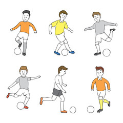 Cartoon cute actions player soccer  vector.
