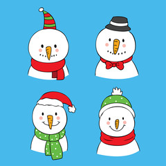 Cartoon cute Christmas snowman vector.