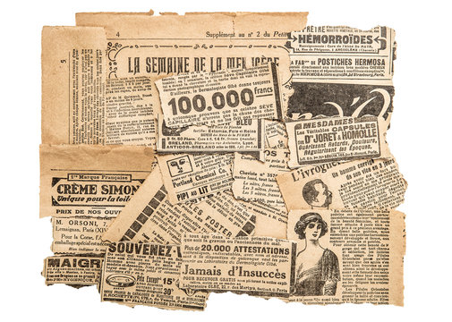 Newspaper pieces antique advertising Old magazine strips