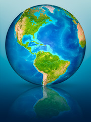 Puerto Rico on Earth on reflective surface